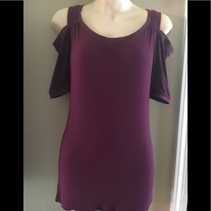 Linq Burgundy Cold Shoulder Tshirt